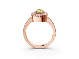 Rose gold Fancy Yellow Marquise Cut Diamond Halo Ring with Pavé Band and Prong Setting_3