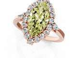 Rose gold Fancy Yellow Marquise Cut Diamond Halo Ring with Pear Side Stones and Prong Setting_17