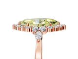 Rose gold Fancy Yellow Marquise Cut Diamond Halo Ring with Pear Side Stones and Prong Setting_21