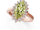 Rose gold Fancy Yellow Marquise  Cut Diamond Halo Ring with Round Brilliant Halo and Solitaire Band_1