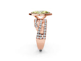 Rose gold Fancy Yellow Marquise Cut Diamond Halo Ring with Round Split Shank and Prong Setting_38