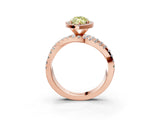 Rose gold Fancy Yellow Marquise Cut Diamond Halo Ring with Round Split Shank and Prong Setting_39