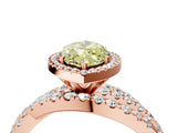 Rose gold Fancy Yellow Marquise Cut Diamond Halo Ring with Round Split Shank and Prong Setting_40