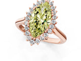 Rose gold Fancy Yellow Marquise  Cut Diamond Halo Ring with Solitaire Band and Prong Setting_30