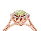 Rose gold Fancy Yellow Marquise  Cut Diamond Halo Ring with Solitaire Band and Prong Setting_33