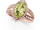 Rose gold Fancy Yellow Marquise Cut Diamond Halo Ring with Split Shank Pavé Band and Four-Prong Setting_1