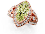 Rose gold Fancy Yellow Marquise Cut Diamond Halo Ring with Split Shank and Bezel Accents and Four-Prong Setting_1