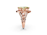 Rose gold Fancy Yellow Marquise Cut Diamond Halo Ring with Split Shank and Bezel Accents and Four-Prong Setting_2