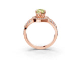 Rose gold Fancy Yellow Marquise Cut Diamond Halo Ring with Split Shank and Bezel Accents and Four-Prong Setting_3