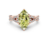 Rose gold Fancy Yellow Marquise Cut Diamond  Halo Twist Band Solitaire Prong Setting Ring_12