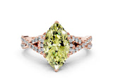 Rose gold Fancy Yellow Marquise Cut Diamond  Halo Twist Band Solitaire Prong Setting Ring_48