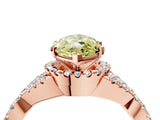 Rose gold Fancy Yellow Marquise Cut Diamond  Halo Twist Band Solitaire Prong Setting Ring_52