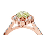 Rose gold Fancy Yellow Marquise  Cut Diamond Milgrain Floral Halo Engagement Ring with Pavé Band_19