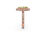 Rose gold Fancy Yellow Marquise Cut Diamond Milgrain Halo Engagement Ring with Round Pavé Band and Prong Setting_14