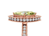 Rose gold Fancy Yellow Marquise Cut Diamond Milgrain Halo Engagement Ring with Round Pavé Band and Prong Setting_17
