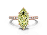 Rose gold Fancy Yellow Marquise  Cut Diamond Pavé Band Ring with Four-Prong Setting