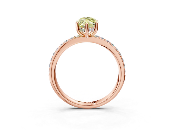 Rose gold Fancy Yellow Marquise  Cut Diamond Pavé Band Ring with Four-Prong Setting
