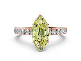 Rose gold Fancy Yellow Marquise Cut Diamond Pavé Band Solitaire Ring with Prong Setting_17