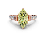 Rose gold Fancy Yellow Marquise  Cut Diamond Pavé Band Solitaire with Four-Prong Setting_15