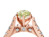 Rose gold Fancy Yellow Marquise  Cut Diamond Pavé Band Solitaire with Four-Prong Setting_19