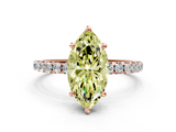 Rose gold Fancy Yellow Marquise  Cut Diamond Pavé Band Solitaire with Four-Prong Setting_3
