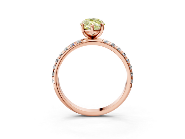 Rose gold Fancy Yellow Marquise  Cut Diamond Solitaire Ring with Micro Pave Band and Four Prong Setting