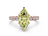 Rose gold Fancy Yellow Marquise  Cut Diamond Pavé Band with Four-Prong Setting