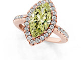 Rose gold Fancy Yellow Marquise Cut Diamond Pavé Halo Ring with Four-Prong Setting_18