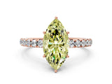 Rose gold Fancy Yellow Marquise Cut Diamond Pavé Solitaire Engagement Ring with Four-Prong Setting_17