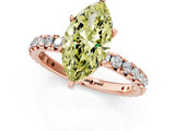 Rose gold Fancy Yellow Marquise Cut Diamond Pavé Solitaire Ring with Round Band and Prong Setting_13