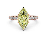 Rose gold Fancy Yellow Marquise Cut Diamond Pavé Solitaire Ring with Round Band and Prong Setting_24