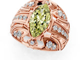 Rose gold Fancy Yellow Marquise Cut Diamond Pave Art Deco Split Shank Ring with Four-Prong Setting_1