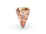 Rose gold Fancy Yellow Marquise Cut Diamond Pave Art Deco Split Shank Ring with Four-Prong Setting_2