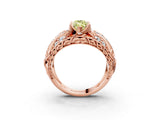 Rose gold Fancy Yellow Marquise Cut Diamond Pave Art Deco Split Shank Ring with Four-Prong Setting_3