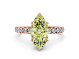 Rose gold Fancy Yellow Marquise Cut Diamond Pave Band Solitaire Ring with Four-Prong Setting_18