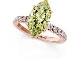 Rose gold Fancy Yellow Marquise Cut Diamond Pave Band Solitaire Ring with Four-Prong Setting_19