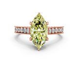 Rose gold Fancy Yellow Marquise  Cut Diamond Pave Band with Four-Prong Setting