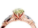 Rose gold Fancy Yellow Marquise  Cut Diamond Ring with Baguette Side Stones, Channel Set Band, and Four-Prong Setting_28