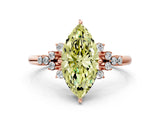 Rose gold Fancy Yellow Marquise Cut Diamond Ring with Side Stones and Four-Prong Setting_57