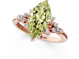 Rose gold Fancy Yellow Marquise Cut Diamond Ring with Side Stones and Four-Prong Setting_58