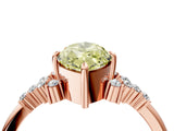 Rose gold Fancy Yellow Marquise Cut Diamond Ring with Side Stones and Four-Prong Setting_61