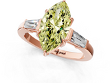 Rose gold Fancy Yellow Marquise  Cut Diamond Ring with Tapered Baguette Side Stones in Four-Prong Setting_1