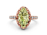Rose gold Fancy Yellow Marquise Cut Diamond Scalloped Halo Engagement Ring with Round Shared Prong Band_12