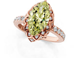 Rose gold Fancy Yellow Marquise Cut Diamond Scalloped Halo Engagement Ring with Round Shared Prong Band_13
