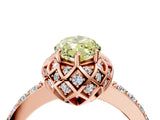 Rose gold Fancy Yellow Marquise Cut Diamond Scalloped Halo Engagement Ring with Round Shared Prong Band_16