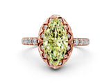 Rose gold Fancy Yellow Marquise Cut Diamond Scalloped Halo Engagement Ring with Round Shared Prong Band_24