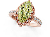 Rose gold Fancy Yellow Marquise Cut Diamond Scalloped Halo Engagement Ring with Round Shared Prong Band_25