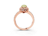 Rose gold Fancy Yellow Marquise Cut Diamond Scalloped Halo Engagement Ring with Round Shared Prong Band_27