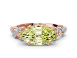 Rose gold Fancy Yellow Marquise Cut Diamond Scattered Round Accent Ring with Prong Setting_12