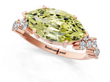 Rose gold Fancy Yellow Marquise Cut Diamond Scattered Round Accent Ring with Prong Setting_13